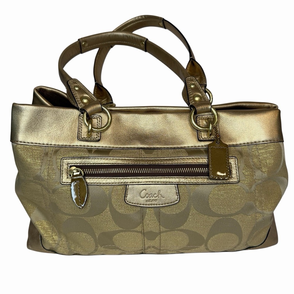 Authentic‎ Vintage Coach Signature Tote Bag No. G0993-14433 Gold Leather Y2K 00s